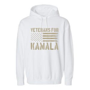 Veterans For Kamala Harris 2024 Election Usa Flag Military Garment-Dyed Fleece Hoodie