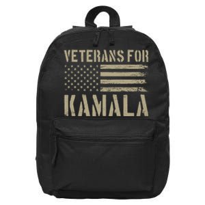 Veterans For Kamala Harris 2024 Election Usa Flag Military 16 in Basic Backpack