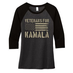 Veterans For Kamala Harris 2024 Election Usa Flag Military Women's Tri-Blend 3/4-Sleeve Raglan Shirt