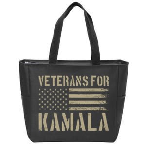 Veterans For Kamala Harris 2024 Election Usa Flag Military Zip Tote Bag