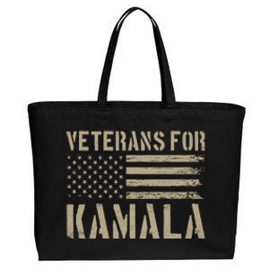 Veterans For Kamala Harris 2024 Election Usa Flag Military Cotton Canvas Jumbo Tote