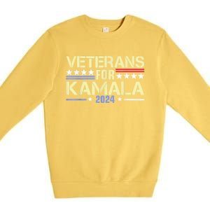 Veterans For Kamala American Flag Kamala Harris Supporter Premium Crewneck Sweatshirt