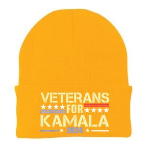 Veterans For Kamala American Flag Kamala Harris Supporter Knit Cap Winter Beanie