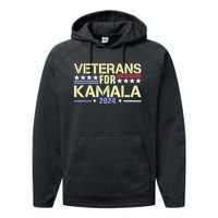 Veterans For Kamala American Flag Kamala Harris Supporter Performance Fleece Hoodie