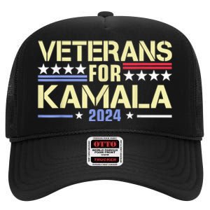 Veterans For Kamala American Flag Kamala Harris Supporter High Crown Mesh Back Trucker Hat