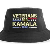 Veterans For Kamala American Flag Kamala Harris Supporter Sustainable Bucket Hat