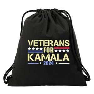 Veterans For Kamala American Flag Kamala Harris Supporter Drawstring Bag