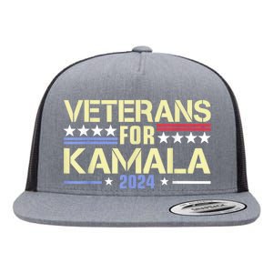 Veterans For Kamala American Flag Kamala Harris Supporter Flat Bill Trucker Hat