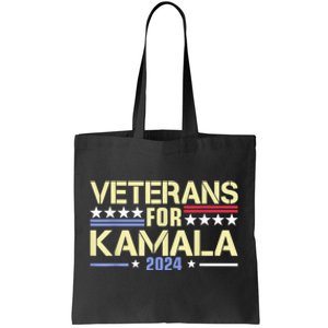 Veterans For Kamala American Flag Kamala Harris Supporter Tote Bag