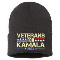 Veterans For Kamala American Flag Kamala Harris Supporter Sustainable Knit Beanie