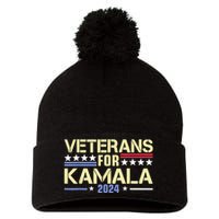 Veterans For Kamala American Flag Kamala Harris Supporter Pom Pom 12in Knit Beanie