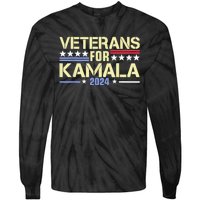 Veterans For Kamala American Flag Kamala Harris Supporter Tie-Dye Long Sleeve Shirt