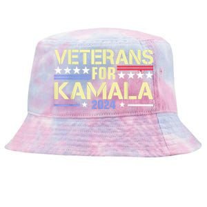 Veterans For Kamala American Flag Kamala Harris Supporter Tie-Dyed Bucket Hat