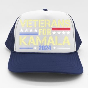 Veterans For Kamala American Flag Kamala Harris Supporter Trucker Hat