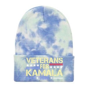 Veterans For Kamala American Flag Kamala Harris Supporter Tie Dye 12in Knit Beanie