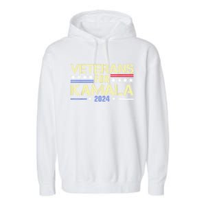 Veterans For Kamala American Flag Kamala Harris Supporter Garment-Dyed Fleece Hoodie