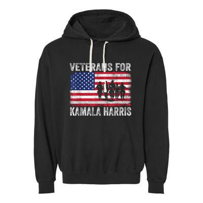 Veterans For Kamala Harris 2024 Election Usa Flag Military Garment-Dyed Fleece Hoodie