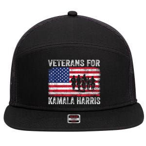 Veterans For Kamala Harris 2024 Election Usa Flag Military 7 Panel Mesh Trucker Snapback Hat