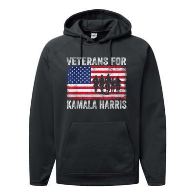 Veterans For Kamala Harris 2024 Election Usa Flag Military Performance Fleece Hoodie