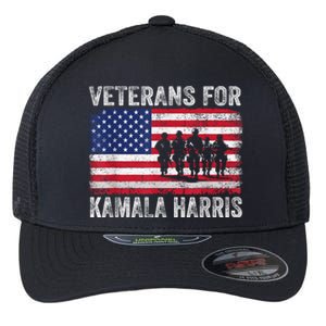 Veterans For Kamala Harris 2024 Election Usa Flag Military Flexfit Unipanel Trucker Cap