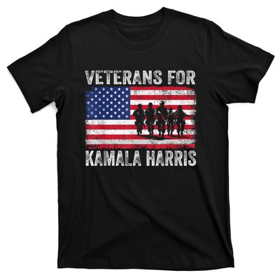 Veterans For Kamala Harris 2024 Election Usa Flag Military T-Shirt