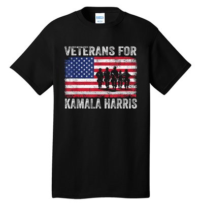 Veterans For Kamala Harris 2024 Election Usa Flag Military Tall T-Shirt