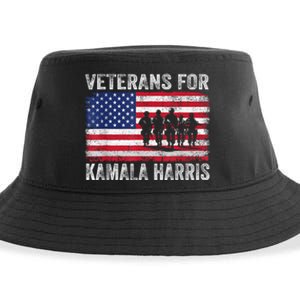 Veterans For Kamala Harris 2024 Election Usa Flag Military Sustainable Bucket Hat