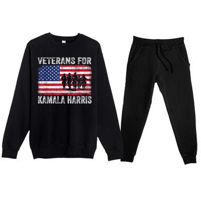 Veterans For Kamala Harris 2024 Election Usa Flag Military Premium Crewneck Sweatsuit Set