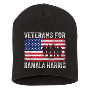 Veterans For Kamala Harris 2024 Election Usa Flag Military Short Acrylic Beanie