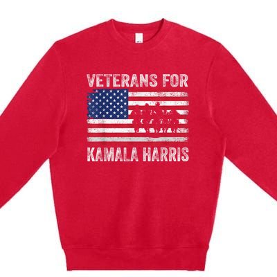 Veterans For Kamala Harris 2024 Election Usa Flag Military Premium Crewneck Sweatshirt