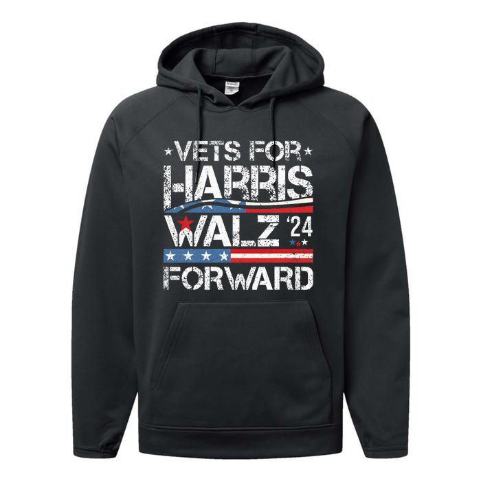 Vets For Kamala Harris Tim Walz Veterans For Harris Performance Fleece Hoodie