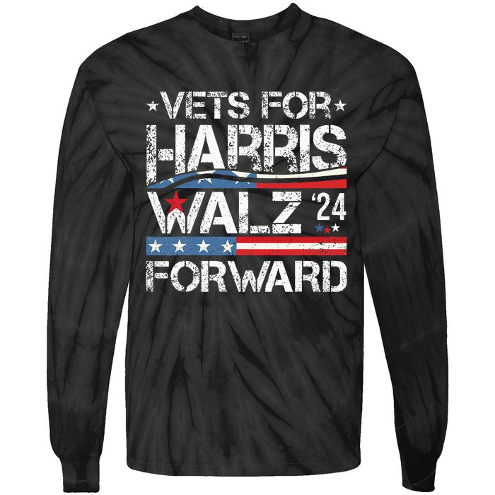 Vets For Kamala Harris Tim Walz Veterans For Harris Tie-Dye Long Sleeve Shirt