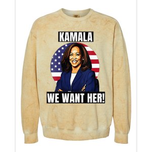 Vote For Kamala Harris 2024we Want Her For President Colorblast Crewneck Sweatshirt