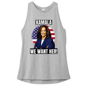 Vote For Kamala Harris 2024we Want Her For President Ladies PosiCharge Tri-Blend Wicking Tank