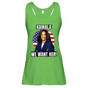 Vote For Kamala Harris 2024we Want Her For President Ladies Essential Flowy Tank