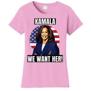 Vote For Kamala Harris 2024we Want Her For President Women's T-Shirt