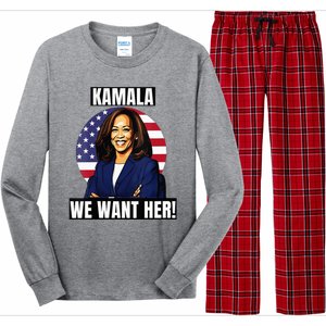 Vote For Kamala Harris 2024we Want Her For President Long Sleeve Pajama Set