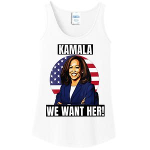 Vote For Kamala Harris 2024we Want Her For President Ladies Essential Tank