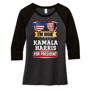 Vote For Kamala Harris 2024 President Election Campaign Women's Tri-Blend 3/4-Sleeve Raglan Shirt