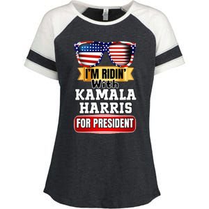 Vote For Kamala Harris 2024 President Election Campaign Enza Ladies Jersey Colorblock Tee