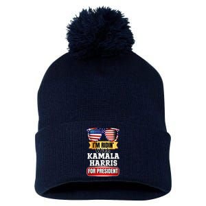 Vote For Kamala Harris 2024 President Election Campaign Pom Pom 12in Knit Beanie