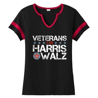 Veterans For Kamala Harris Tim Walz 2024 Vets Us Flag Kamala Ladies Halftime Notch Neck Tee