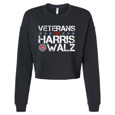 Veterans For Kamala Harris Tim Walz 2024 Vets Us Flag Kamala Cropped Pullover Crew