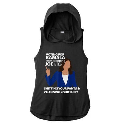 Voting For Kamala After Dropping Joe Is Like Shitting Ladies PosiCharge Tri-Blend Wicking Draft Hoodie Tank