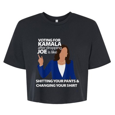 Voting For Kamala After Dropping Joe Is Like Shitting Bella+Canvas Jersey Crop Tee