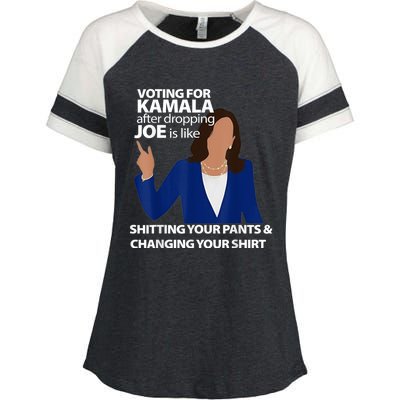 Voting For Kamala After Dropping Joe Is Like Shitting Enza Ladies Jersey Colorblock Tee