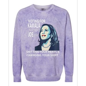 Voting For Kamala After Dropping Joe Is Like Shitting Colorblast Crewneck Sweatshirt