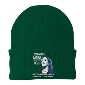 Voting For Kamala After Dropping Joe Is Like Shitting Knit Cap Winter Beanie