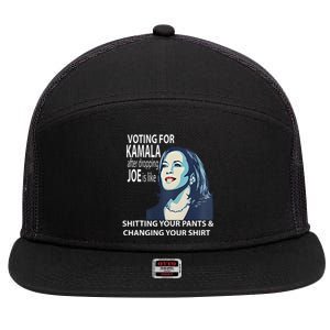 Voting For Kamala After Dropping Joe Is Like Shitting 7 Panel Mesh Trucker Snapback Hat