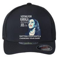 Voting For Kamala After Dropping Joe Is Like Shitting Flexfit Unipanel Trucker Cap